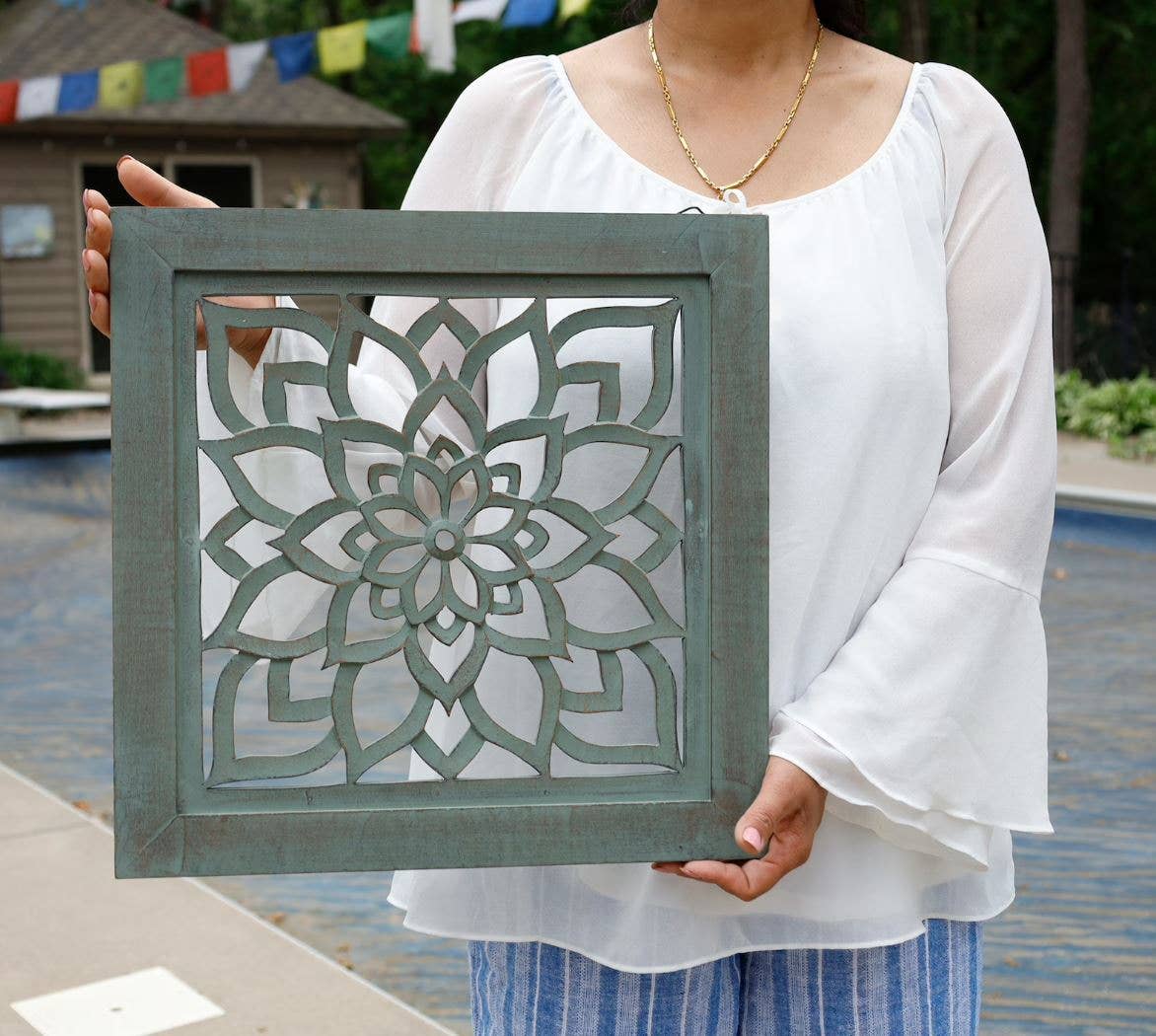 Lungta Imports - Wholesale Wall Accent - Handcrafted Large Lotus Wooden Wall Panel For Home Decor4