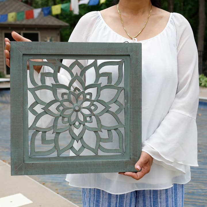 Lungta Imports - Wholesale Wall Accent - Handcrafted Large Lotus Wooden Wall Panel For Home Decor4