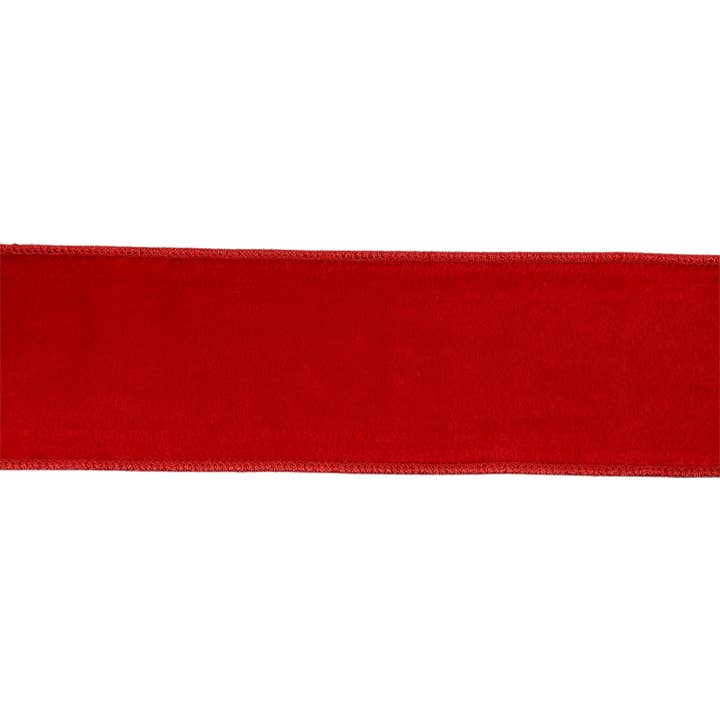 LA Ribbons Wholesale - Wholesale Ribbon - Gift Wrapping - 2 1/2 Wired Cozy Velvet Ribbon | Red w/ Double-Fused Metallic Red Dupioni | 10 Yard Roll
2