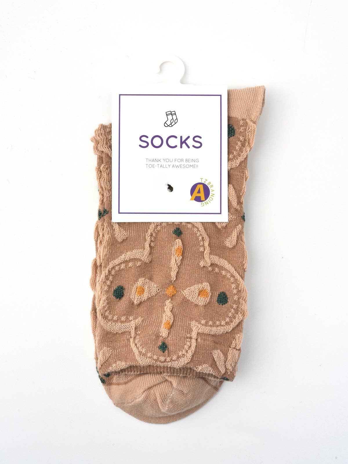 Funkyrel® Atzbranding Limited - Wholesale Socks - Women's - Rufia - Floral Knit Socks - Vintage & Stretchy3