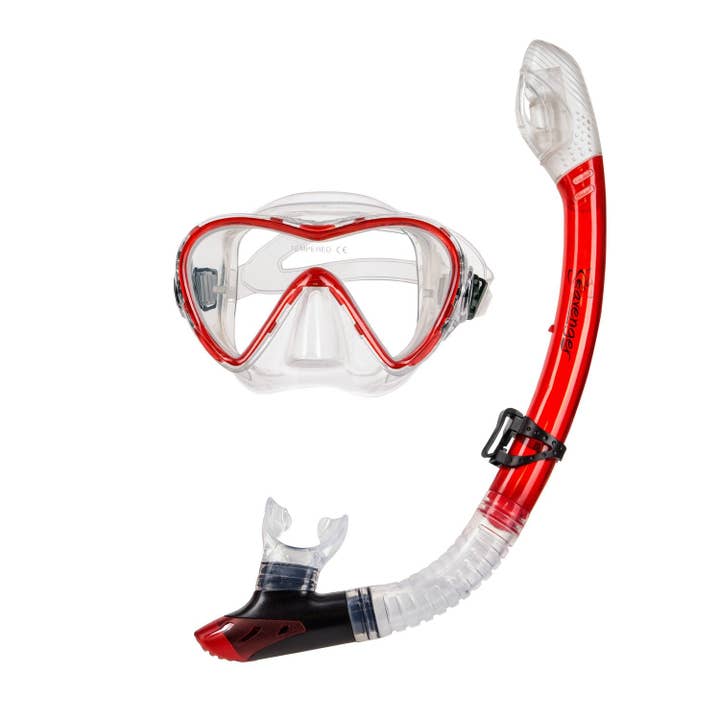 Seavenger - Wholesale Protective Face Mask/Shield - Aviator Mask and Snorkel Set - Red