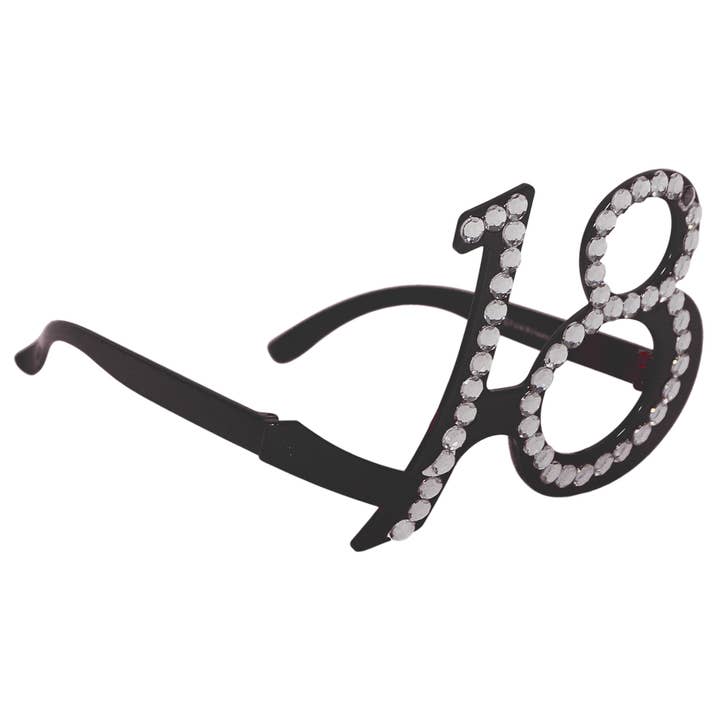 18e verjaardag bril zwart met diamanten montuur voor wholesale door Folat BV