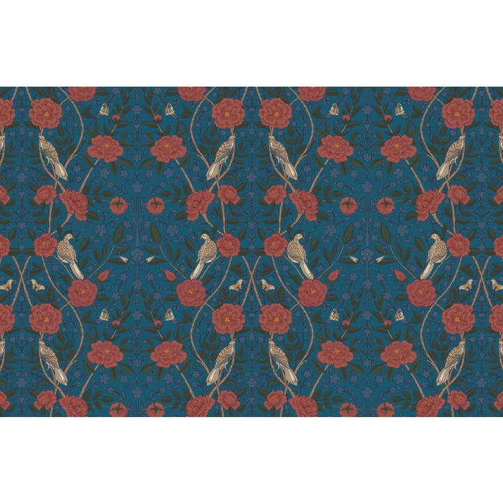 Everyday paper placemats- WilliamMorrisInspired(Navy) for wholesale by Casa Courant