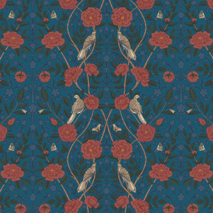 Everyday paper placemats- WilliamMorrisInspired(Navy) for wholesale by Casa Courant