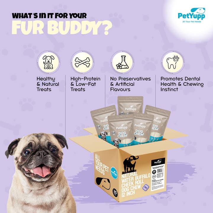 PetYupp - Wholesale Pet Treats - Dog - Dog Bulk Treats - Cheek Roll 12 Inch - Pack of 25 Count2