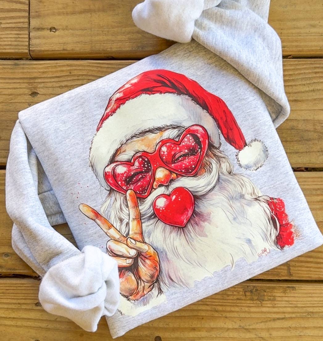 COTTON PRESS CO. - Wholesale Graphic Sweatshirt - Women's - Preppy Red Santa Bubble Sweatshirt0