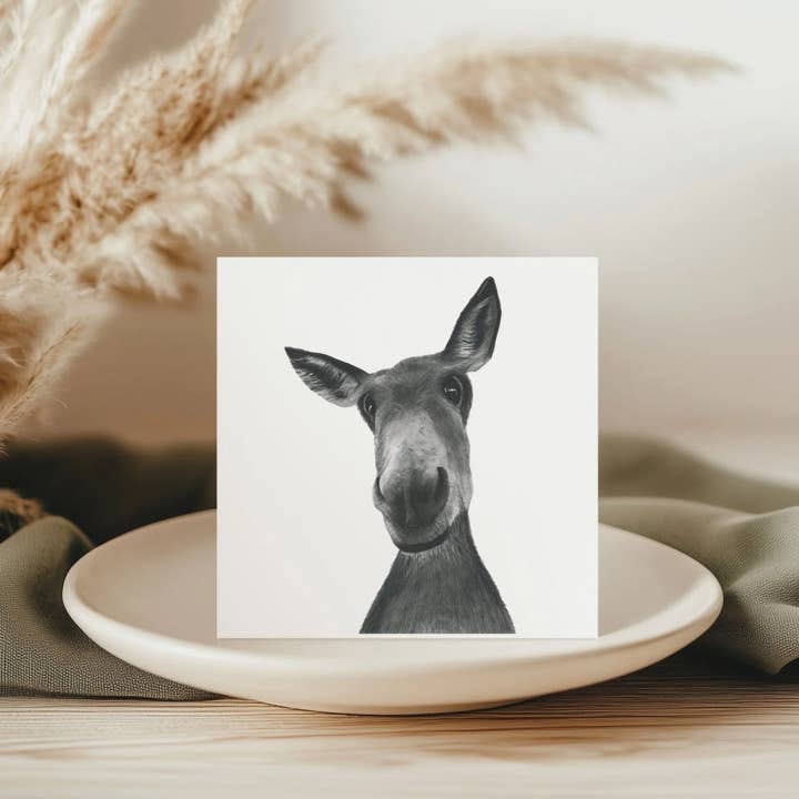 Sirius the Donkey Countryside Animal Greeting Card for wholesale by Libra Fine Arts