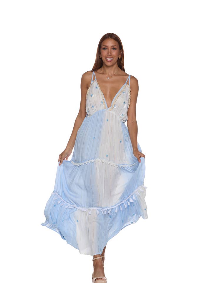 Long blue maxi dress - 3630 for wholesale by Ranee's