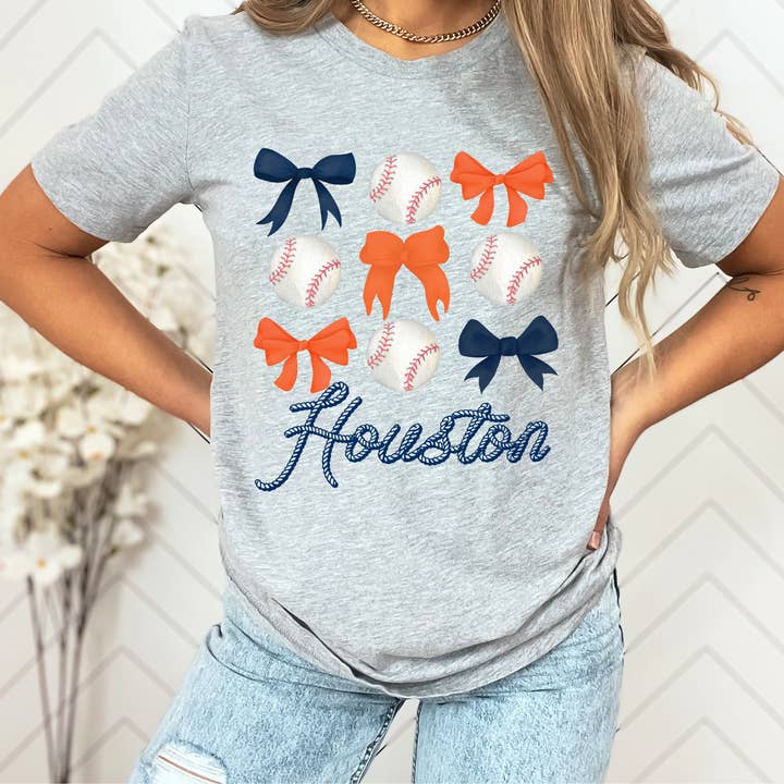 Houston | TEXAS | Bows | Baseball | Graphic Tee for wholesale by The American Honey