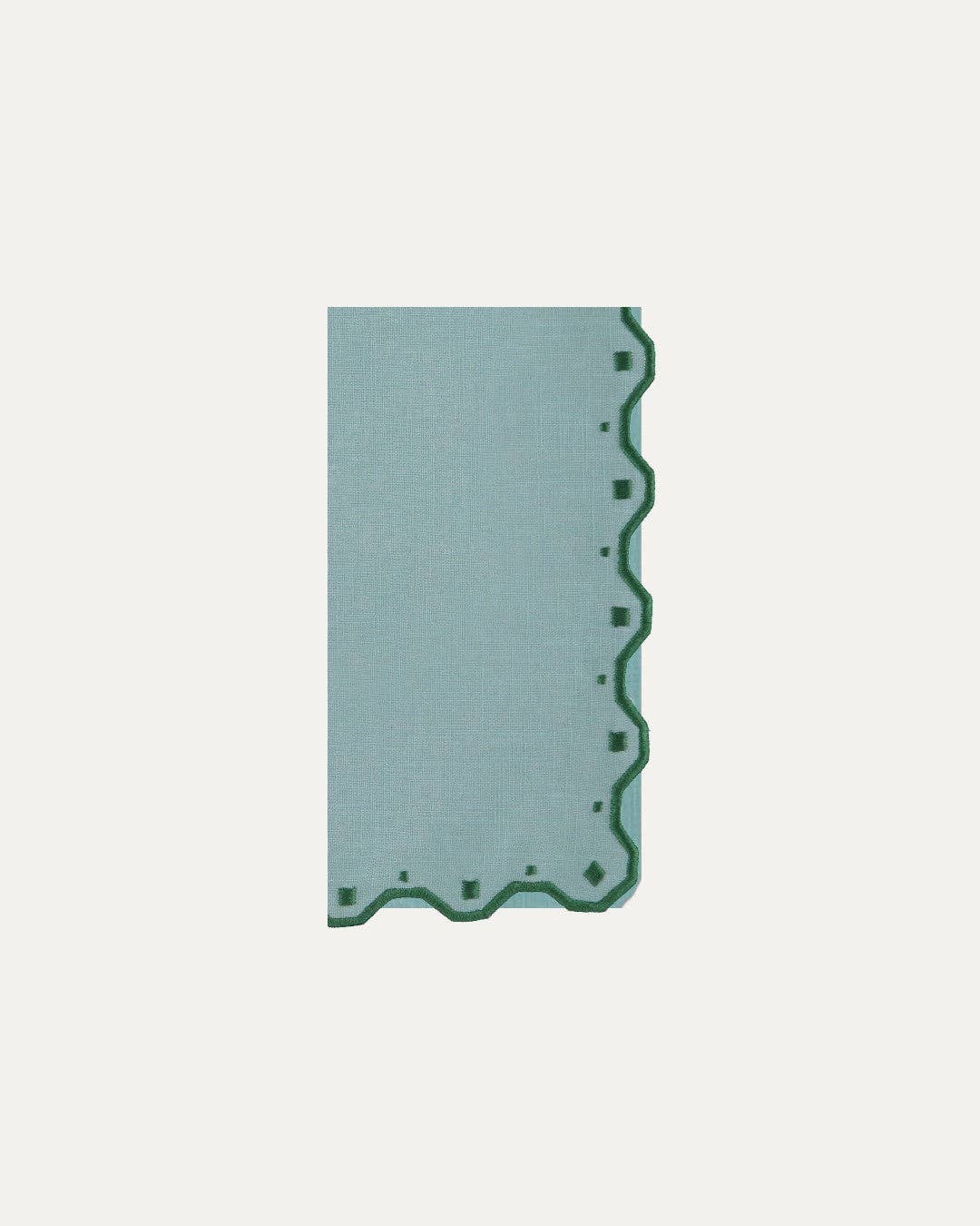 Mariaida Home - Wholesale Dinner & Cloth Napkin - Porto Napkin, Blue with Green1