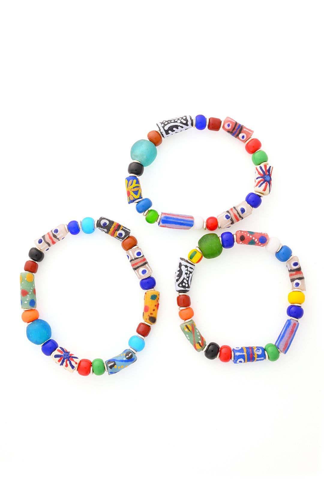 Swahili | AFRICAN MODERN - Wholesale Beaded Bracelet - Colorful Krobo Glass Trade Bead Bracelet - Assorted2