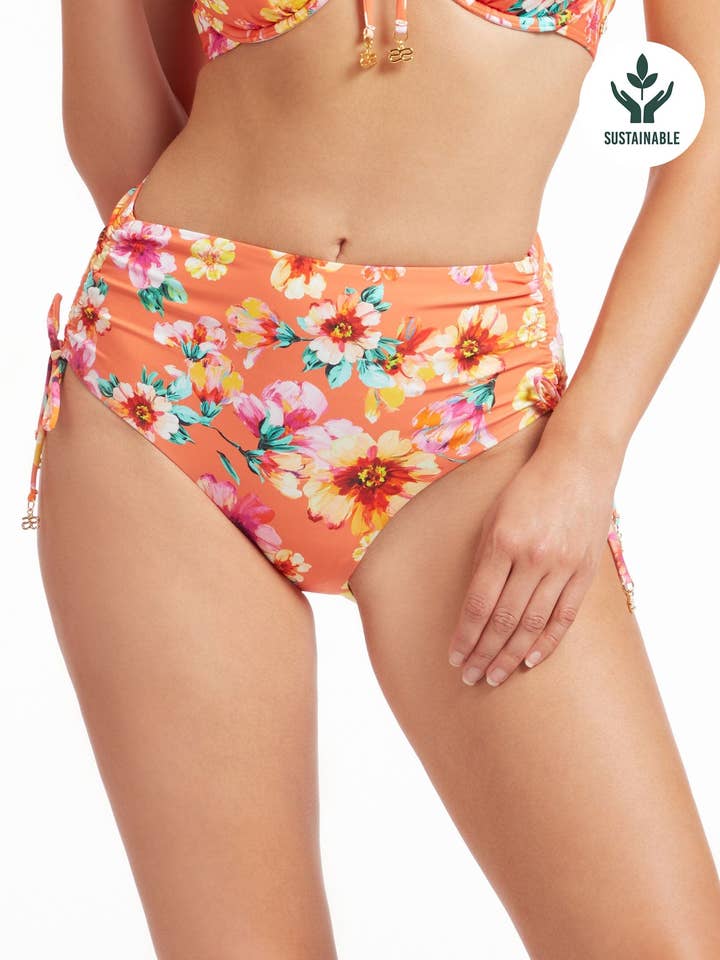 Vibrant Vacation Spicy Orange Ruched Full Classic Pant for wholesale by Sunseeker