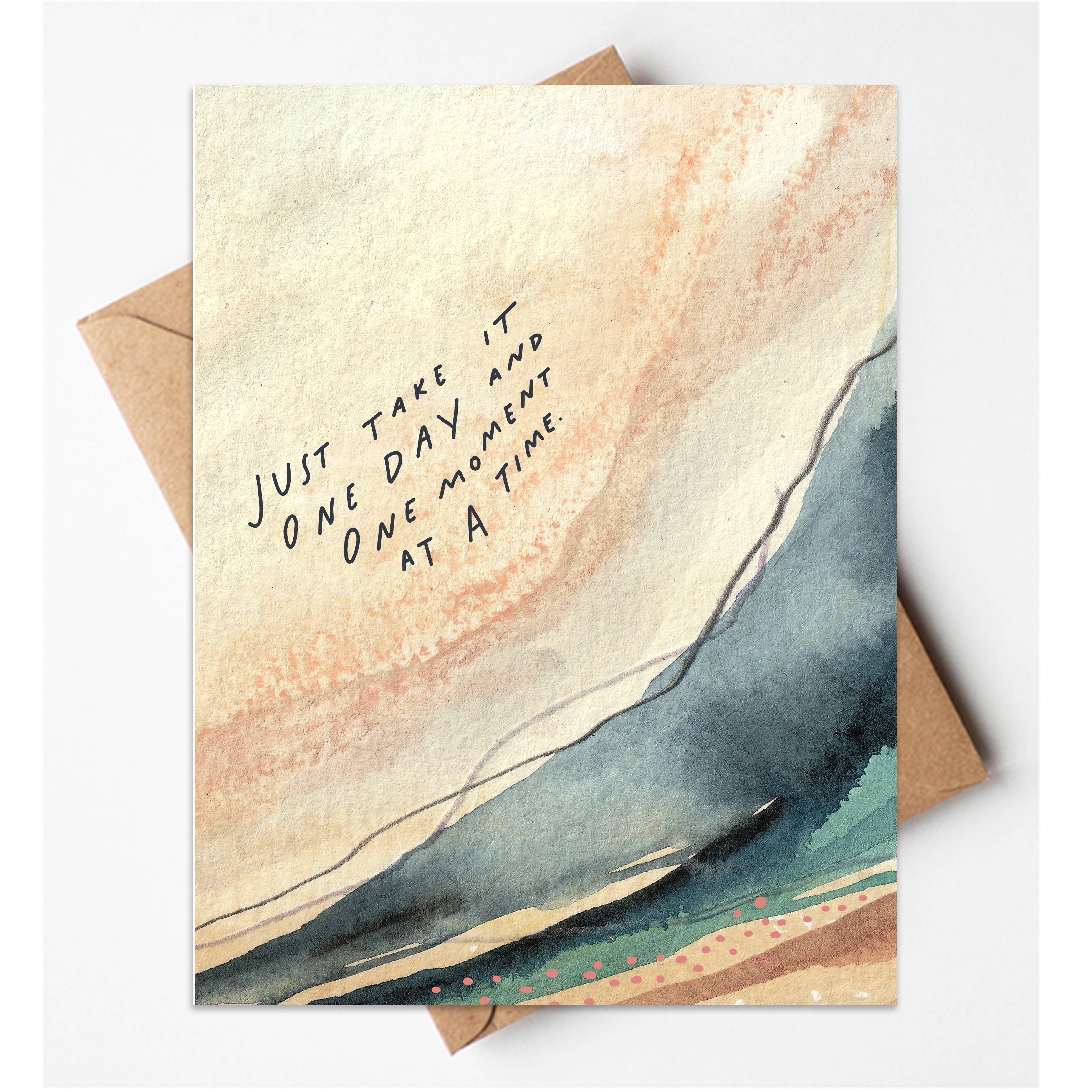 Wellspring Art + Design - Wholesale Encouragement Card - One Day at a Time Card - Support, Encouragement, Sobriety0