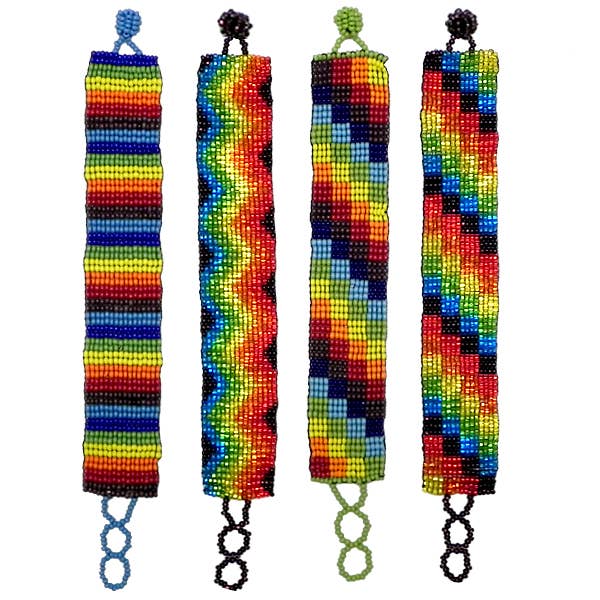 Pichincha - Wholesale Beaded Bracelet - Guatemalan Rainbow Seed Bead Wide Strap Bracelet