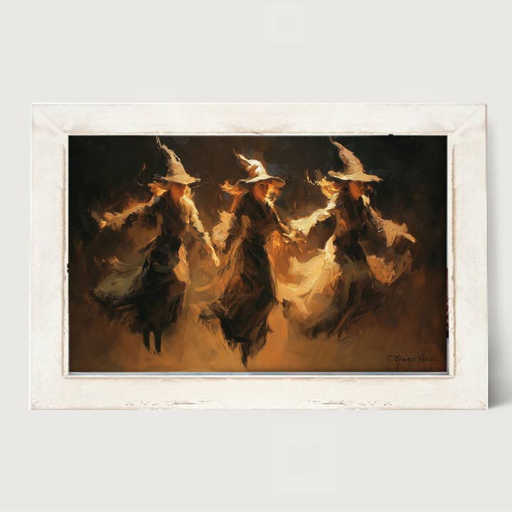 ginger blue - Wholesale Art Print - Three Witches Flying - Horizontal Frame2