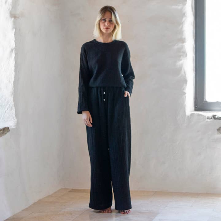 loom.ist - Vendita all'ingrosso Pantalone - Donna - Pantaloni in cotone a doppio strato di mussola5