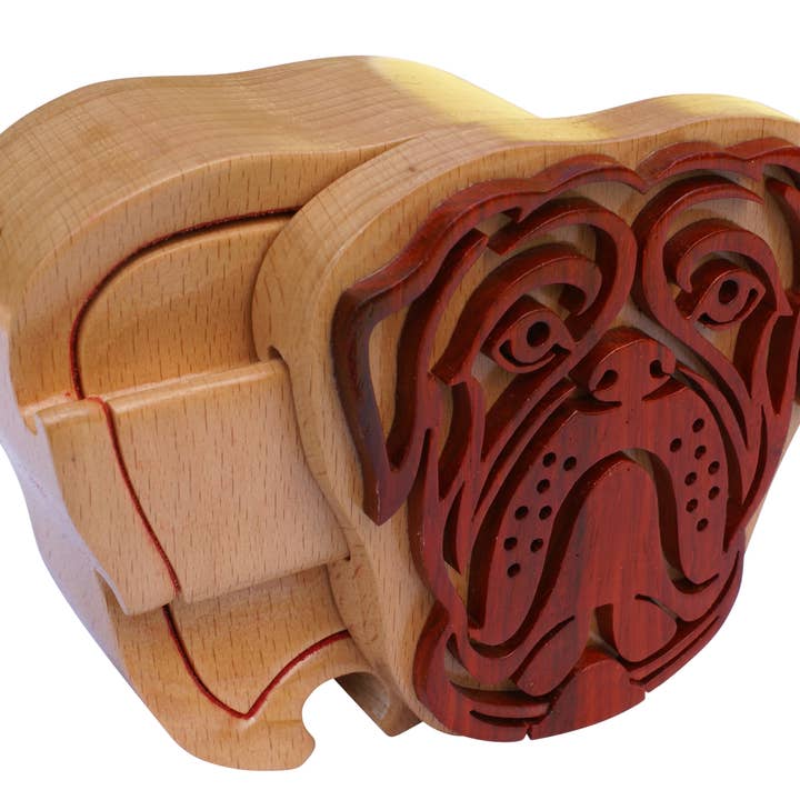 jelly roll box - Vendita all'ingrosso Scatole decorative - Boxer Dog Tribal Art Puzzle Box con scomparto nascosto2