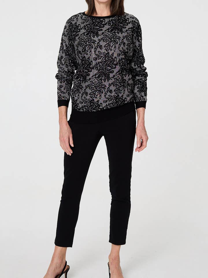 Sparkly Floral Contrast Trim Slim Jumper
for wholesale by Stellalondon