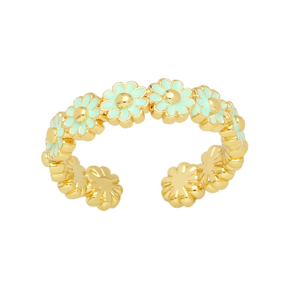 Mio Queena – wholesale Ring med flera stenar – Daisy emalj Ring öppning justerbar4