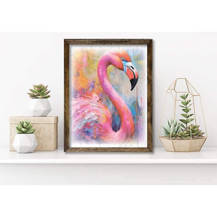 Jarmz Designs – wholesale Art print – TIMBERLAND FRAME WATERCOLOR FLAMINGO2