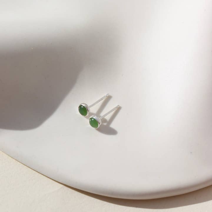 Token Jewelry - Wholesale Stud/Post Earrings - Jade Studs | Green Jade Stud Earrings