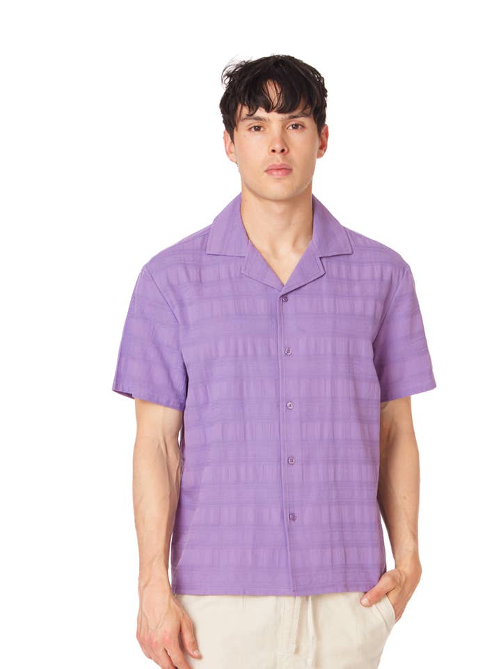 Crochet/Textured Short Sleeve Men's Shirt 4029 for wholesale by Hawk's Bay