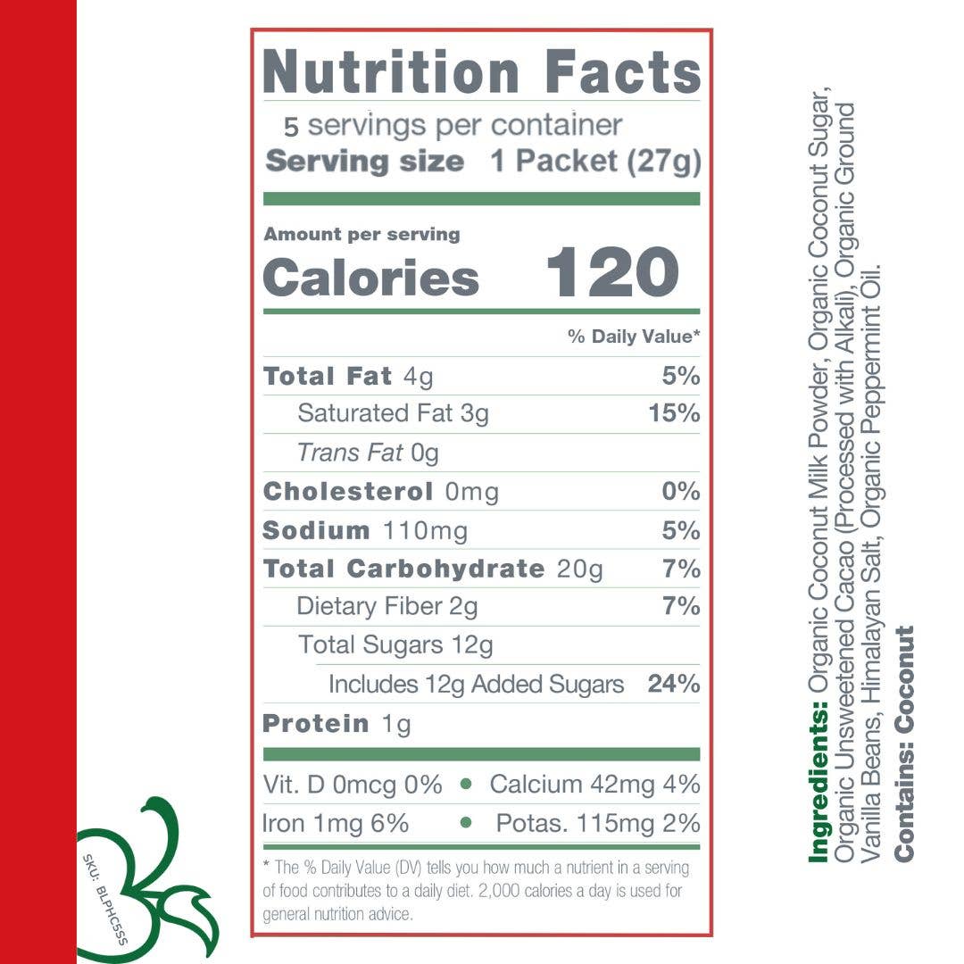 Bare Life - Wholesale Hot Cocoa Mix/Kit - Dairy Free & Vegan Peppermint Hot Cocoa Mix  0.95 Oz (5 Ct.)1