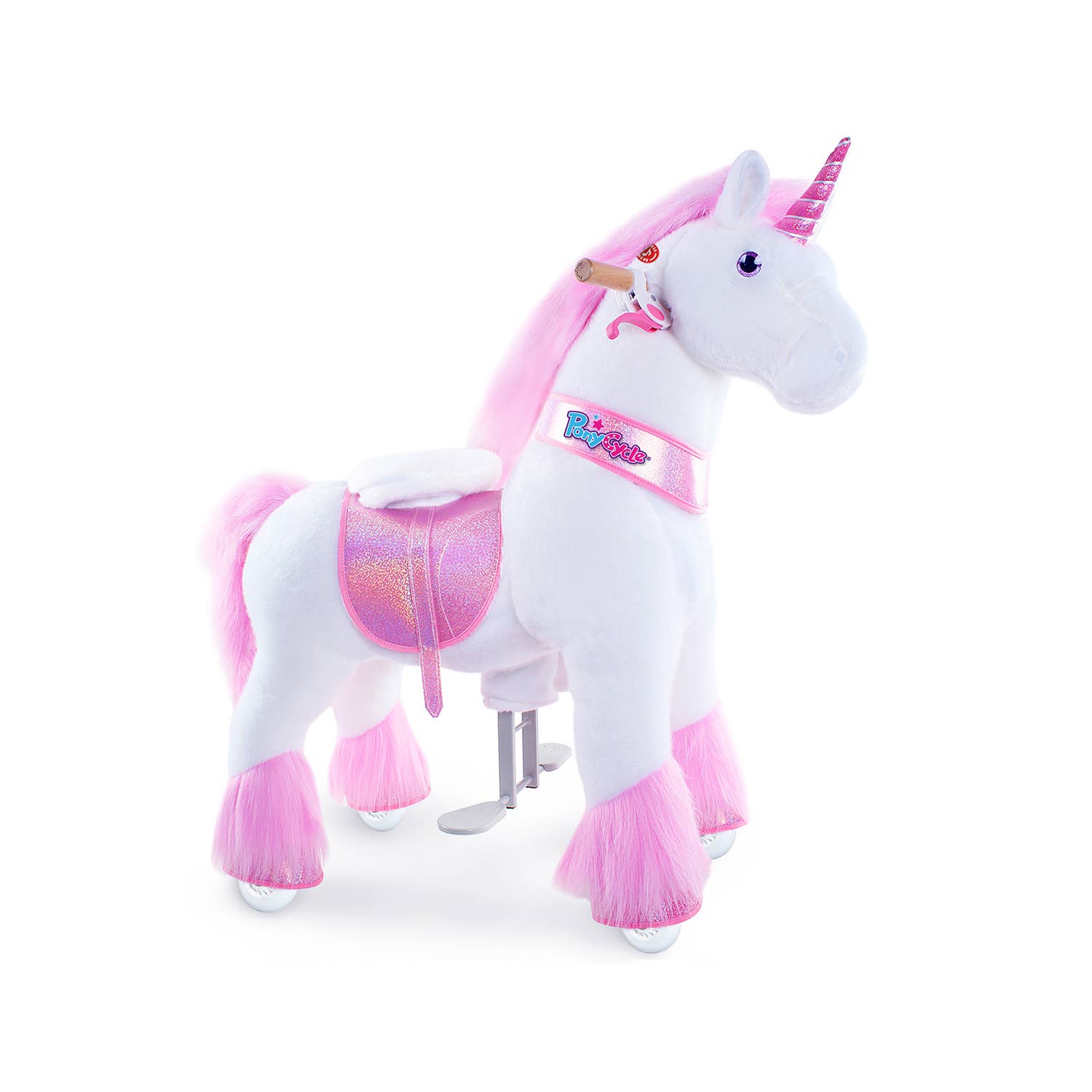 PonyCycle - Wholesale Rocking Horse - Kids - PonyCycle Ride-On Pink Unicorn | Plush Animal Riding Toy