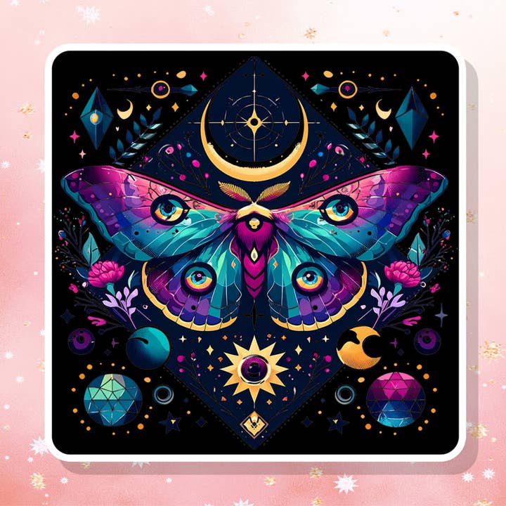 Celestial Moth Moon Beauty Vinyl Sticker Metaphysical Intent for wholesale by London Luxury Candles