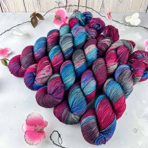 Orchidean Luxury Yarns – wholesale Yarn – Mulberino 4ply Merino Silk and Yak yarn dyed to order