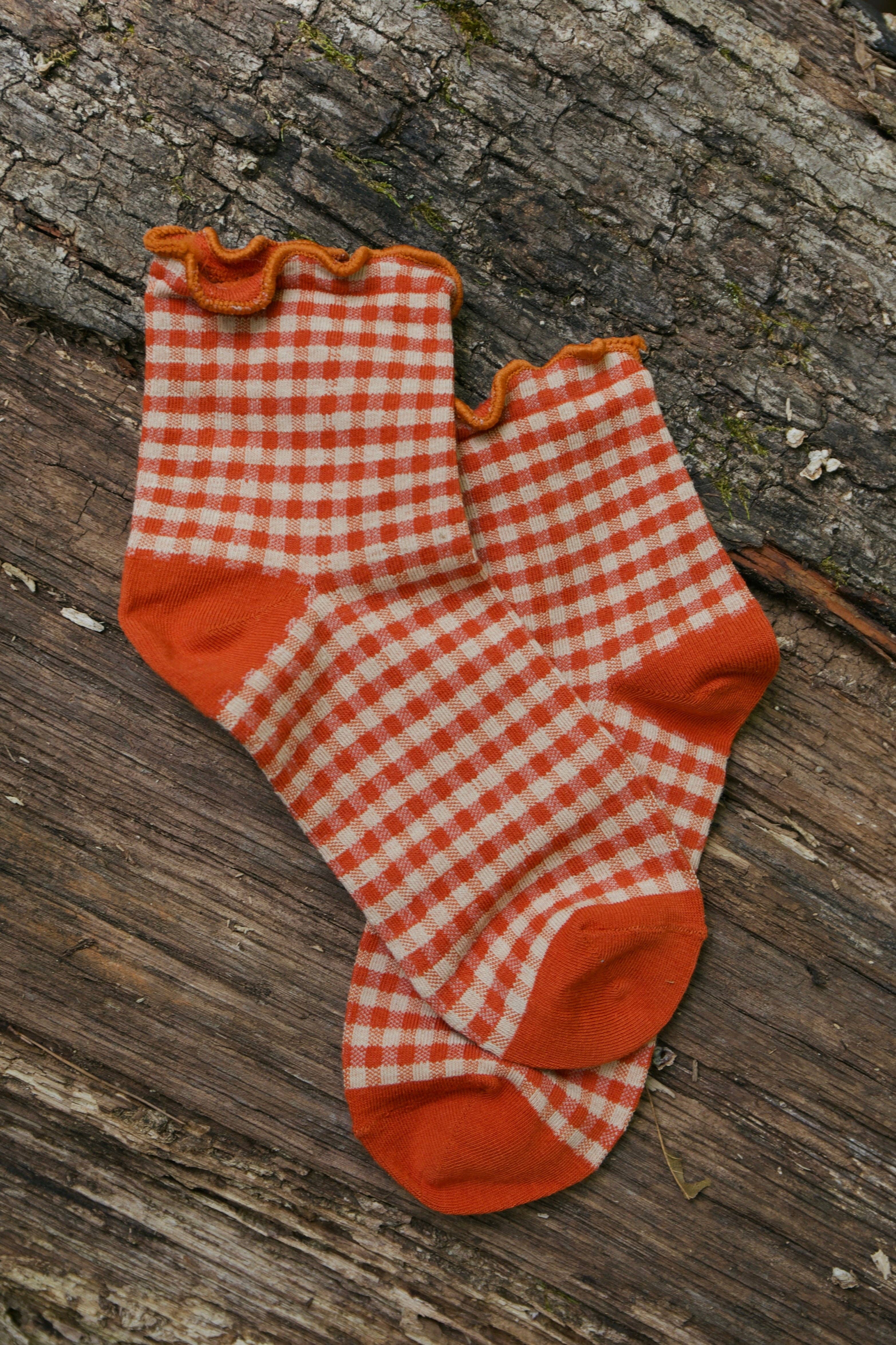 Beaten Path Co - Wholesale Socks - Unisex - PEACH GINGHAM SOCKS2