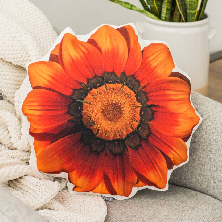 Orange Flower Linen Pillow,Christmas Gift for wholesale by AURE