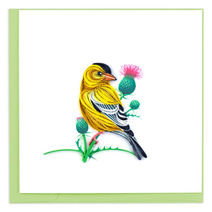 Second Nature Ltd - Wholesale Everyday Greeting Card - American Goldfinch - Quilling Card, Handmade Greeting Card