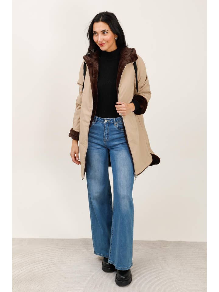 Attrait Paris - Wholesale Parka - Women's - Long hooded parka, reversible fur (Copy)