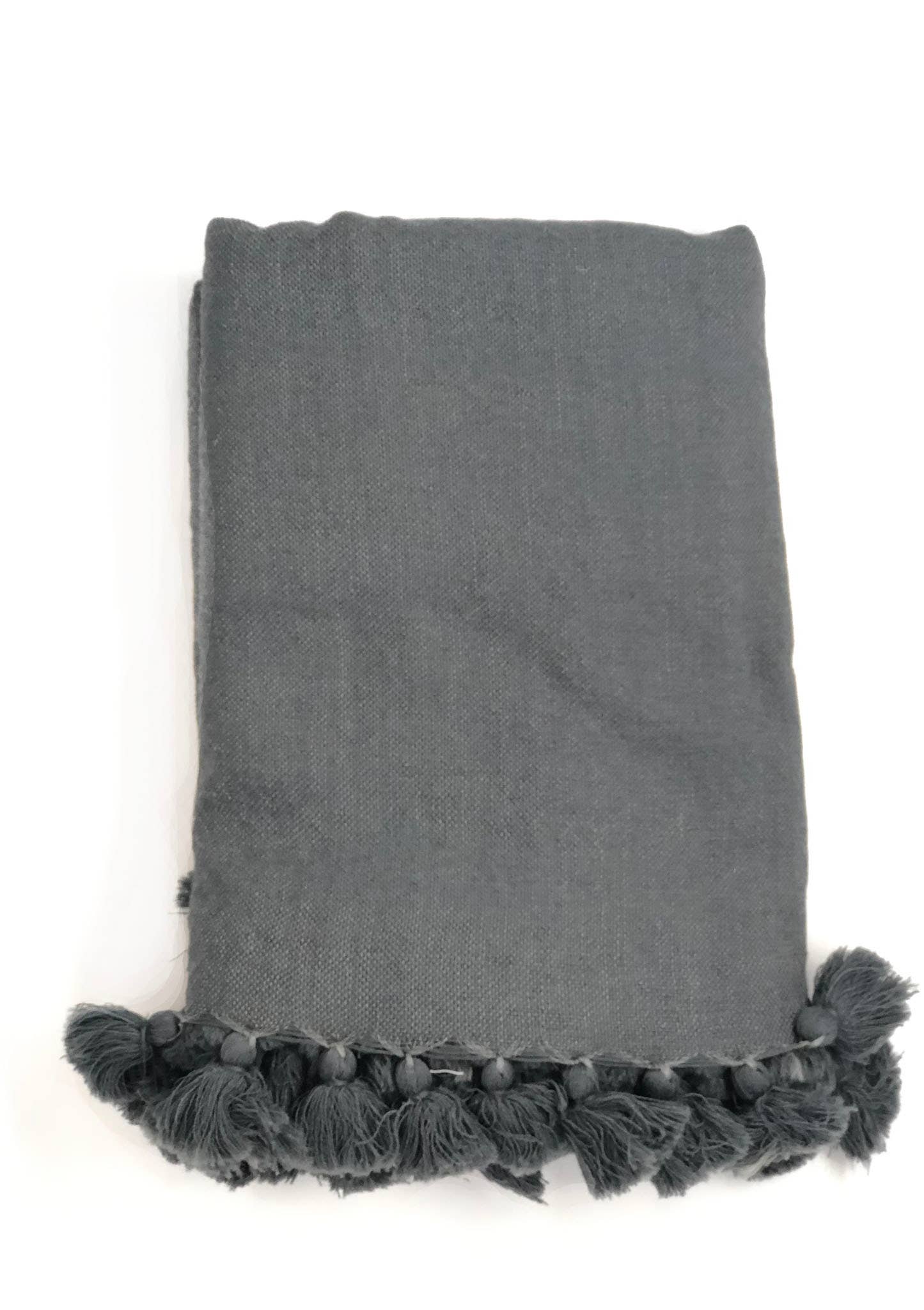 Scents and Feel - Vente Plaids - Jeté Laine Léger Couleur unie avec Pompon7