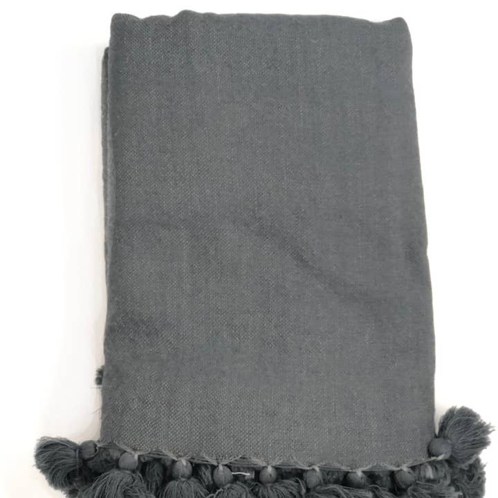 Scents and Feel - Vente Plaids - Jeté Laine Léger Couleur unie avec Pompon7