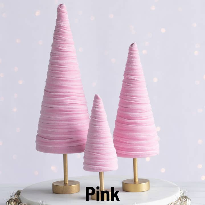 Your Heart's Content – Decoração de Natal por atacado – Conjunto de Árvores de Veludo em Pedestal, Conjunto de 3 para Decoração de Mesa, Lareira de Inverno26