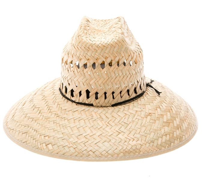 NATURAL Palm leaf lifeguard hat with vented pattern around crown for wholesale on Faire3