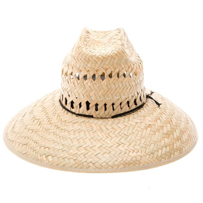 NATURAL Palm leaf lifeguard hat with vented pattern around crown for wholesale on Faire3