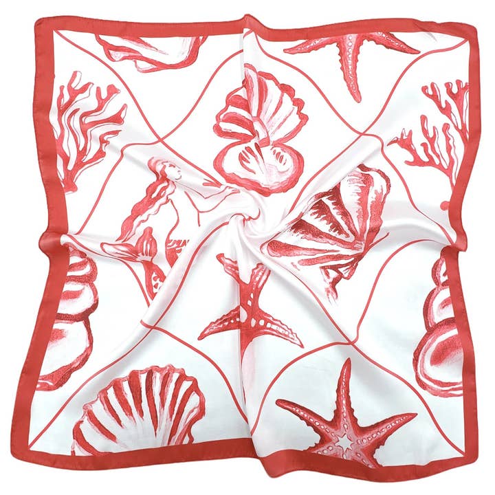 Sea Shell Print Square Scarf for wholesale by Paperdoll