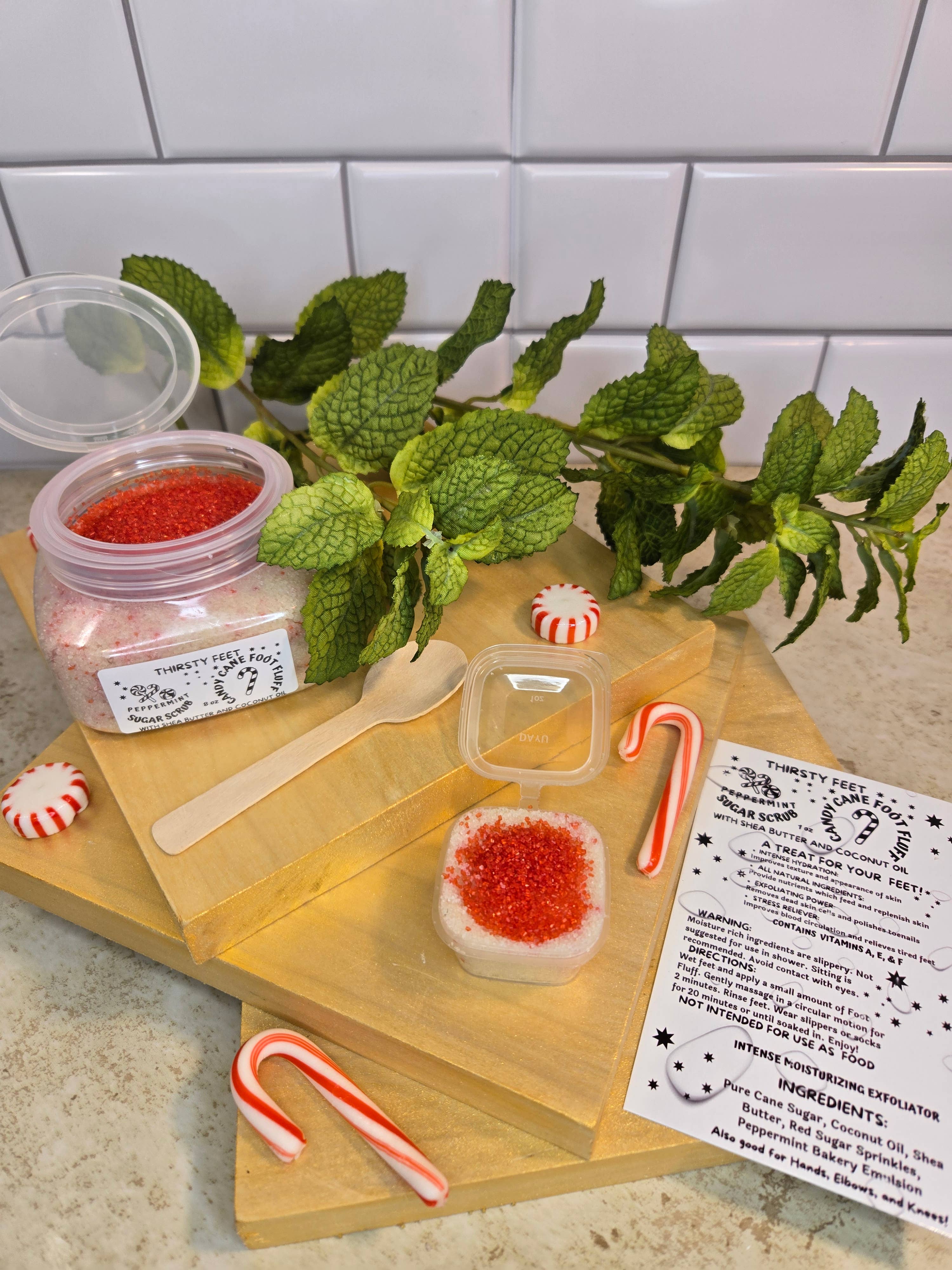 THIRSTY FEET®️ - Vente Gommage/exfoliant pour les pieds - Gommage au sucre à la menthe poivrée et à la canne de bonbon pour les pieds 1 oz,6