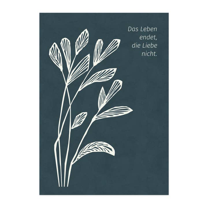 Carte pliable "La vie s'arrête, l'amour non." pour la vente par paruspaper. nutzfeine papeterie