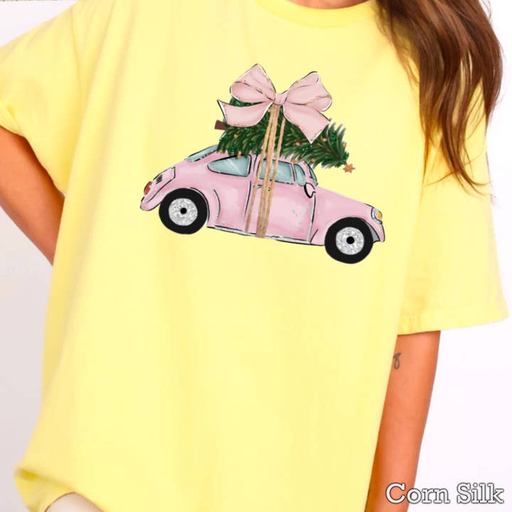 Shoppe SHC - Wholesale T-shirt (graphic) – women's - Pink Christmas Car Christmas 2025 Graphic Tee | Gildan26