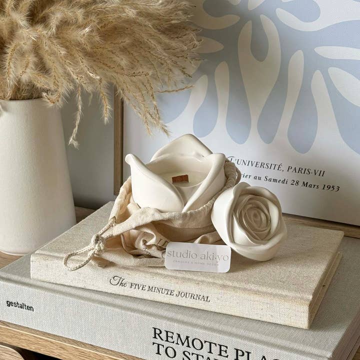 Studio Akiyo - Wholesale Jar/Filled Candle - Rosebud Scented Wood Wick Soy Candle | 3oz | Mother's Day