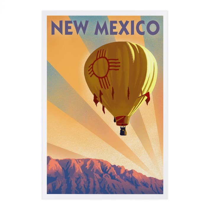 POSTALES PREMIUM Nuevo México, globo aerostático, litografía para venta al por mayor de Lantern Press