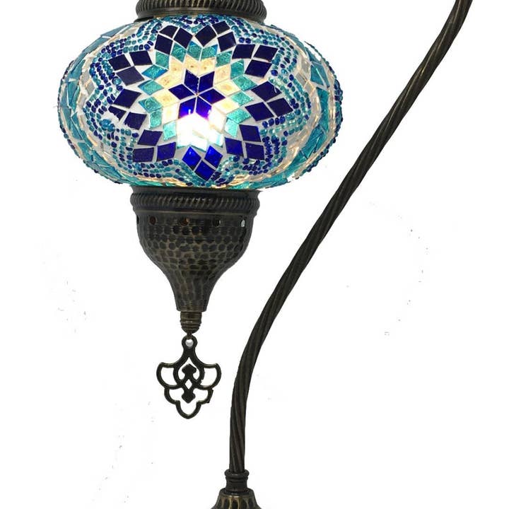 Nai Gifts - Wholesale Accent/Desk Lamp - Mosaic Swan Table Lamp Large Globe2