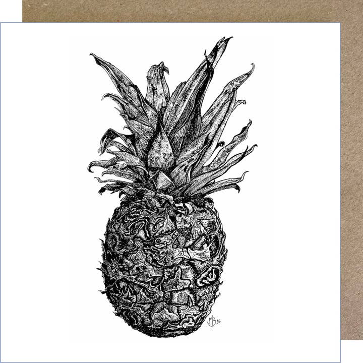 J01 Ananas lykønskningskort for engroshandel hos Kate Downey Art