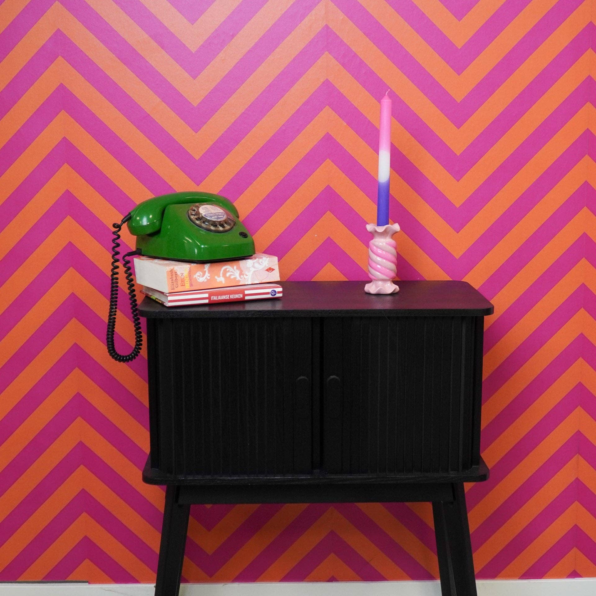 Housevitamin bv - Wholesale Candle Holder - Candle Holder- Toffee Candy - Ceramic-Pink/ Neon -7,5x7,5x13 cm3