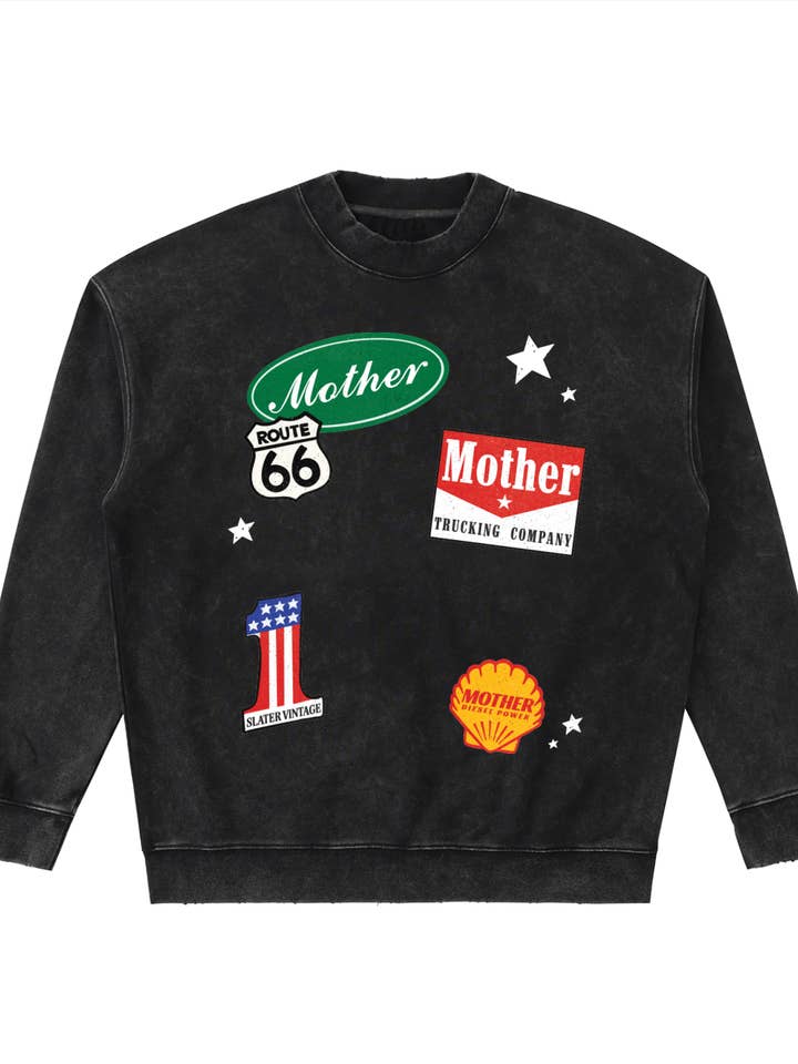 All American Mother Oversized Acid Wash Crewneck Sweatshirt for wholesale by SLATER VINTAGE