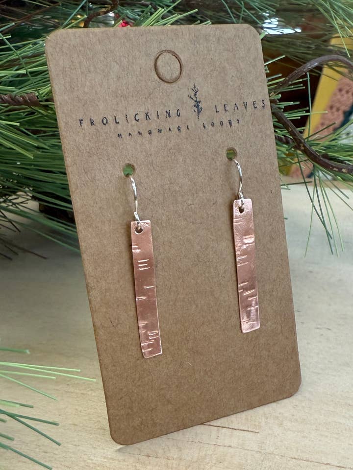 Copper Birch Tree Earrings for wholesale by Frolicking Leaves